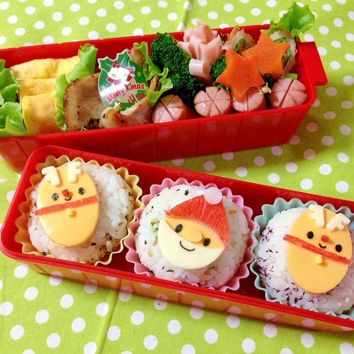 簡単キャラ弁☆サンタとトナカイのお弁当♪